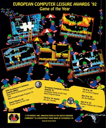 Lemmings (UK) (2 faces) (1991) (Trainer) box cover back